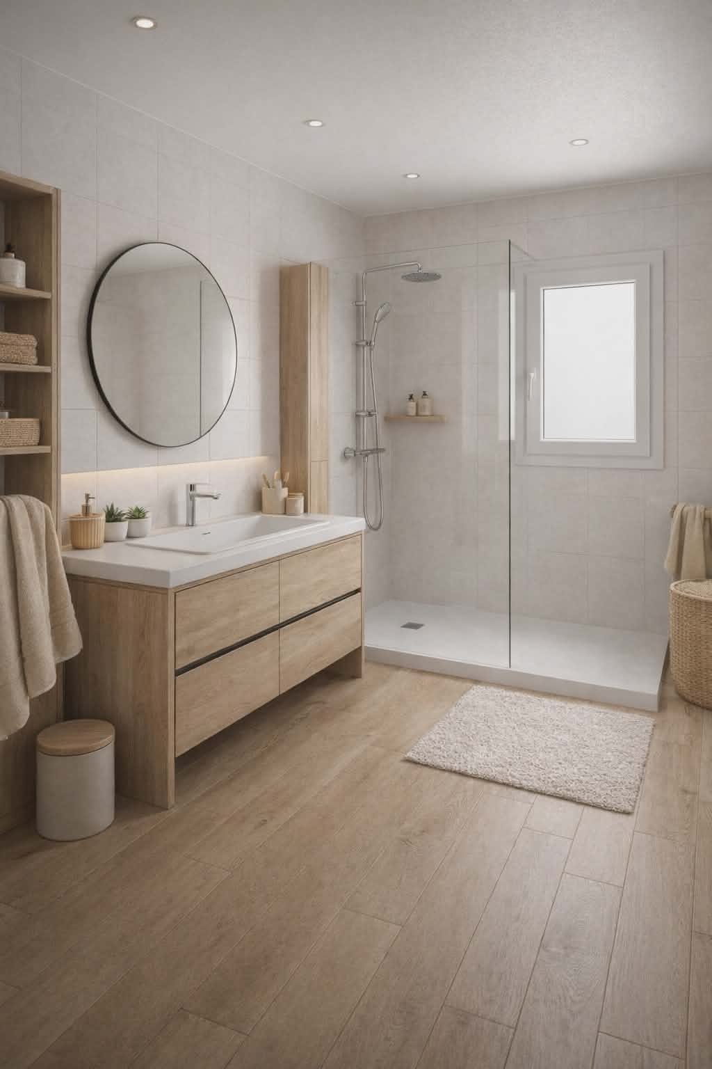 Renovated bathroom with new vanity and fixtures